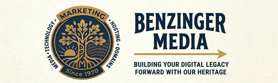 Benzinger Media LLC Logo - Building Your Digital Legacy Forward With Our Heritage